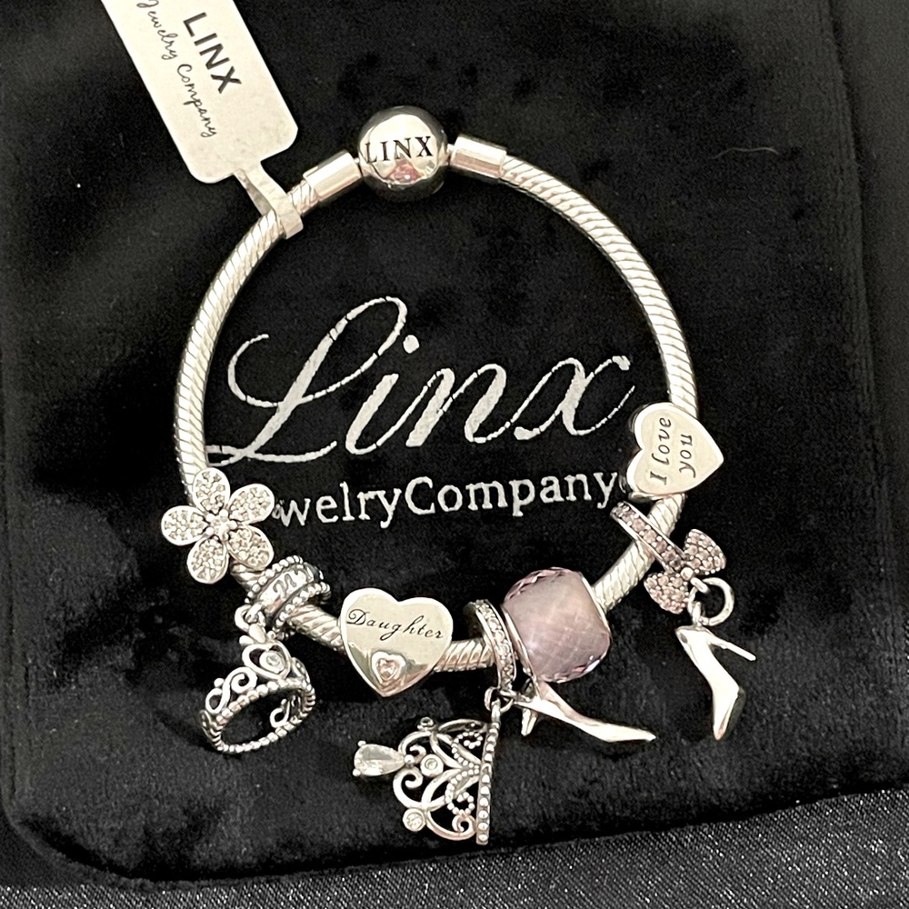 Linx Snake Chain Bracelet with Daughter and Princess Themed Charms